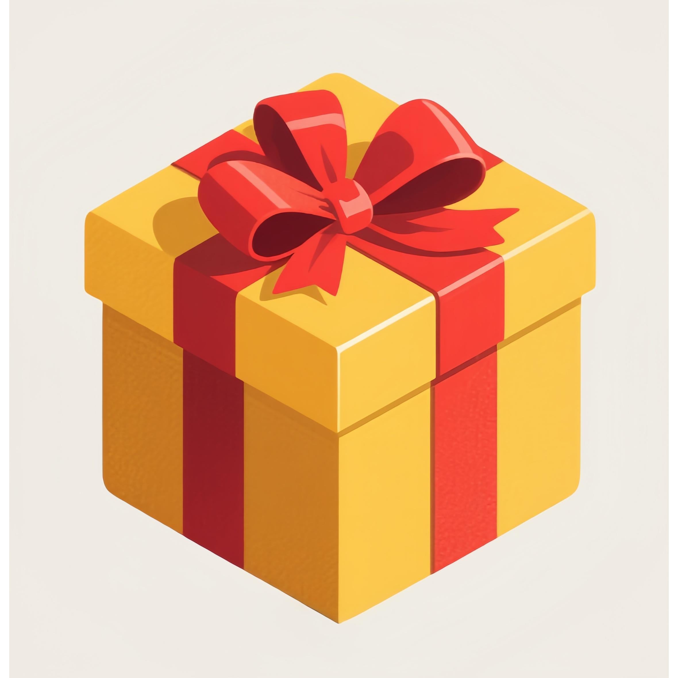 Yellow Box with Red Ribbon and Bow Decoration GIFT Free Gift Perfect