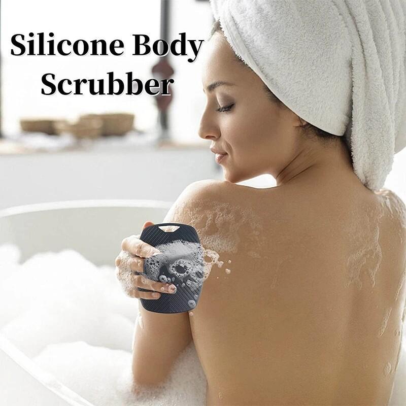 Silicone Body Scrubber with Ergonomic No-Slip Handle Cleaning and Massage Your Skin Easy To Hold and Hang