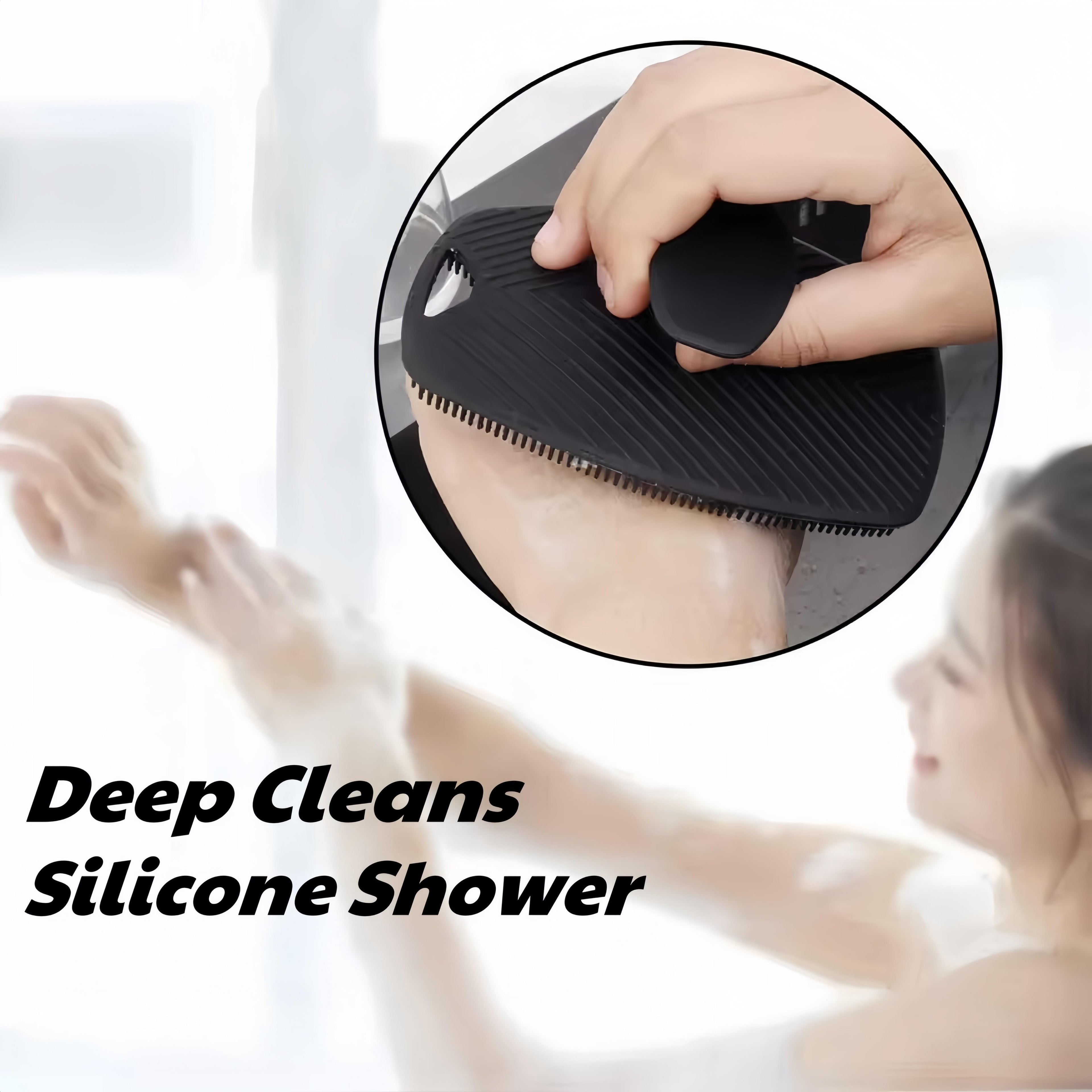 Silicone Body Scrubber with Ergonomic No-Slip Handle Cleaning and Massage Your Skin Easy To Hold and Hang